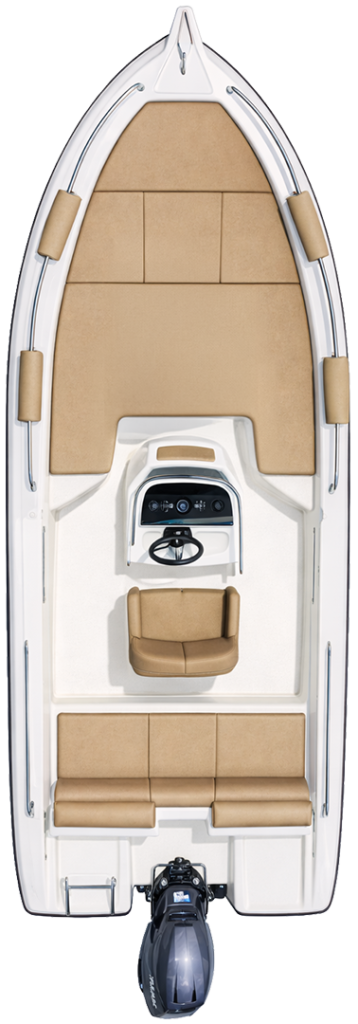 Theagenis boat top-down interior deck plan showing wooden deck and seating layout